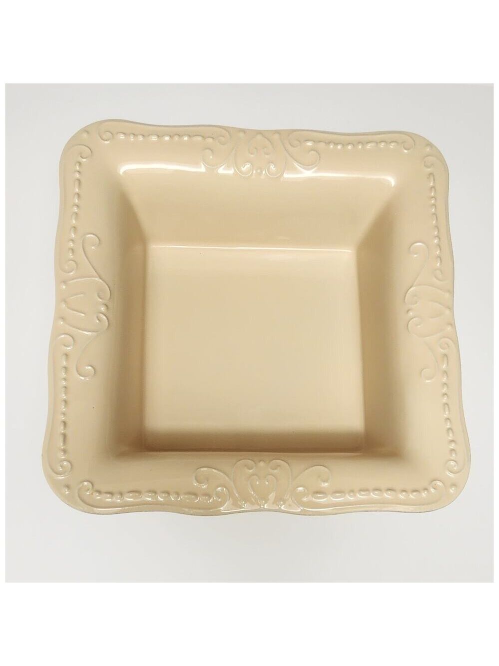 Isabella. Vintage Large Rectangular Beige Stoneware 12" Baking Dish Pan - Picture 5 of 6